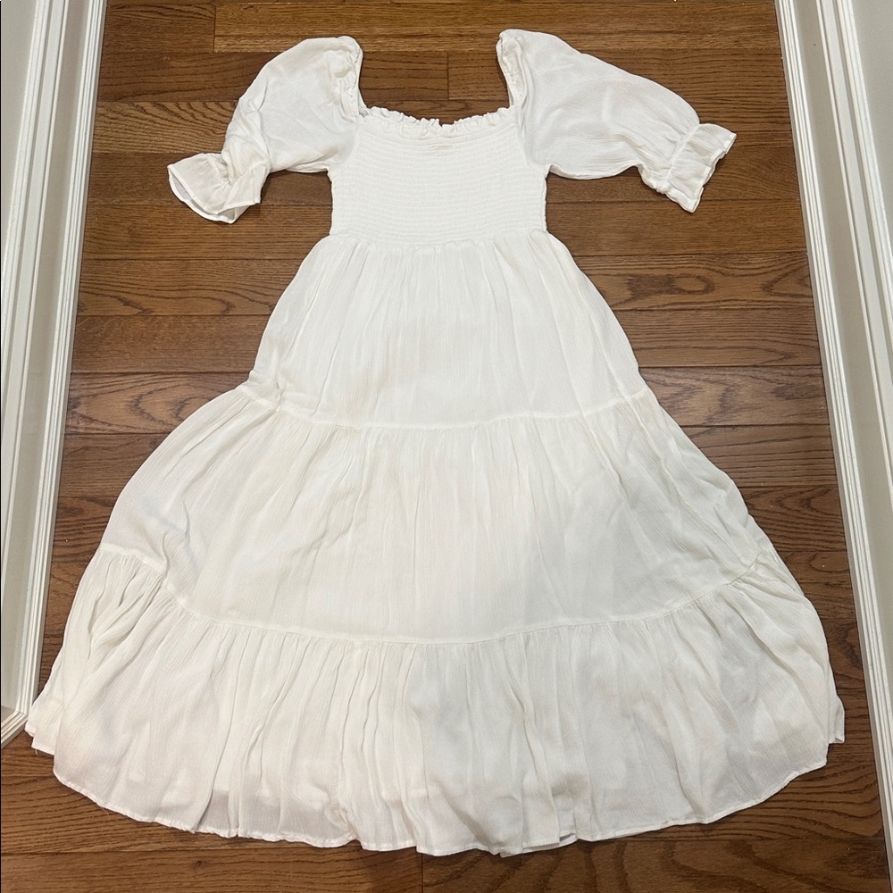 Oak & Fort Textured White Fabric Mid Length